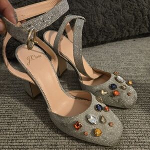 J. Crew Silver Heels with Elegant Design